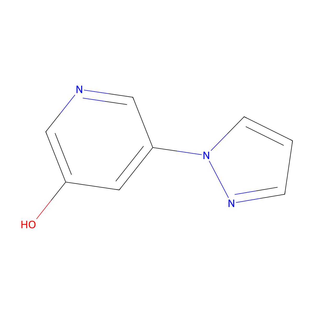 3-Hydroxy-5-(1H-pyrazol-1-yl)pyridine molecular structure, CAS 1314356-83-6