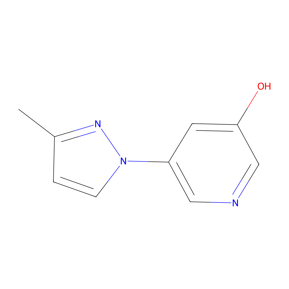 3-Hydroxy-5-(3-methyl-1H-pyrazol-1-yl)pyridine molecular structure, CAS 1314356-84-7