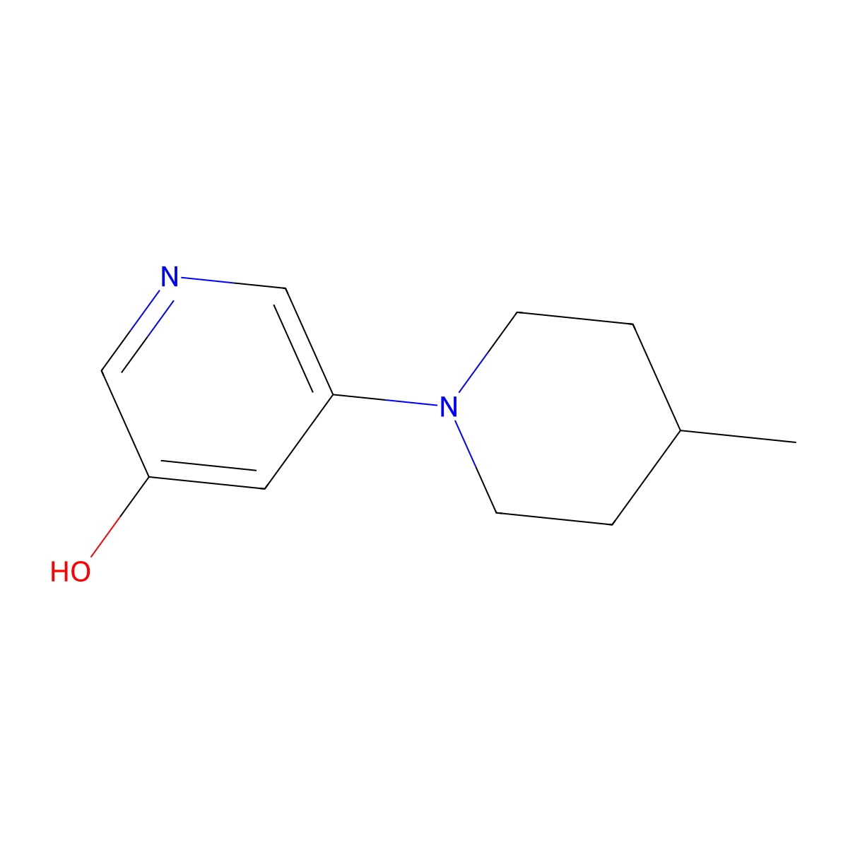 3-Hydroxy-5-(4-methylpiperidin-1-yl)pyridine molecular structure, CAS 1314356-94-9