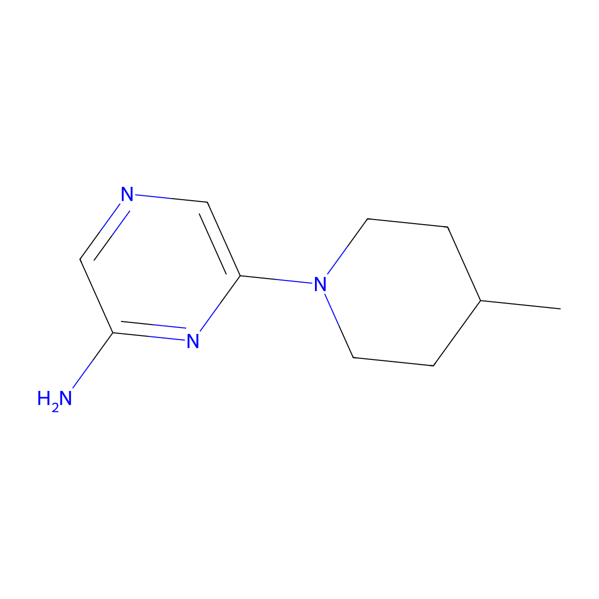 2-Amino-6-(4-methylpiperidin-1-yl)pyrazine molecular structure, CAS 1314356-98-3