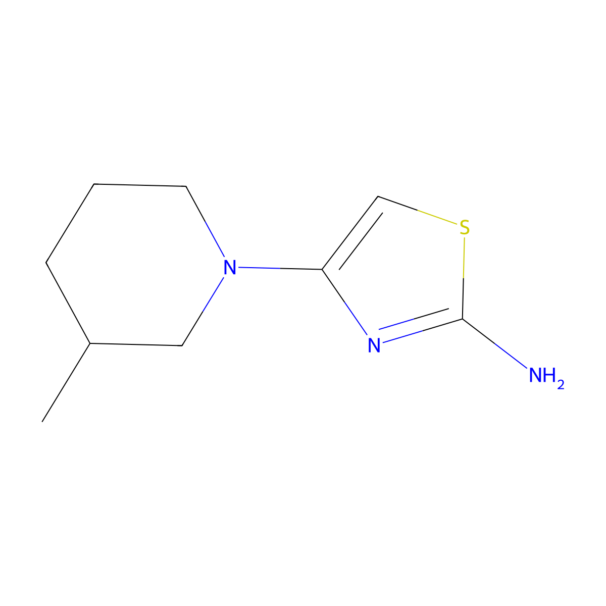 2-Amino-4-(3-methylpiperidino)thiazole molecular structure, CAS 1314357-08-8