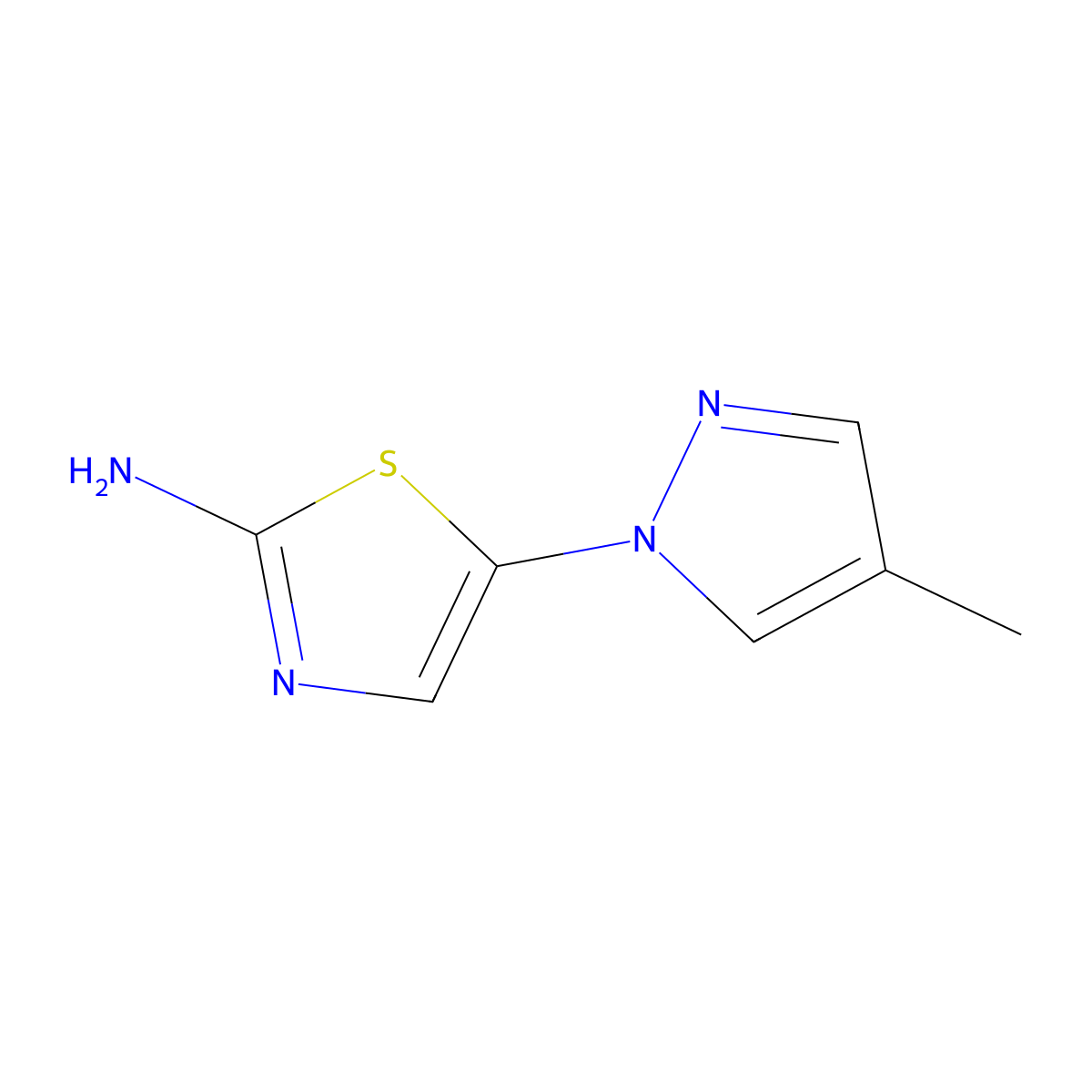 2-Amino-5-(4-methyl-1H-pyrazol-1-yl)thiazole molecular structure, CAS 1314357-11-3