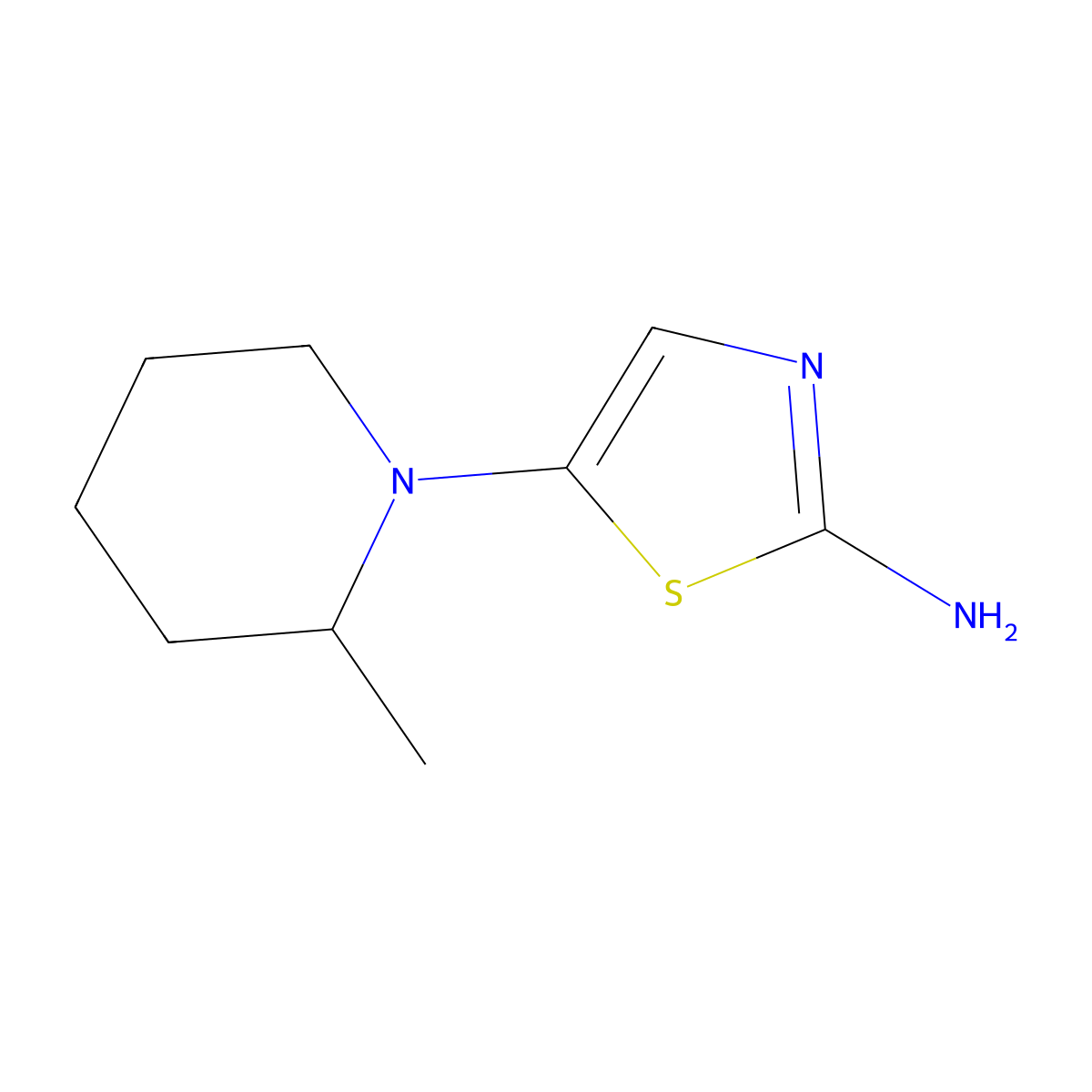 2-Amino-5-(2-methylpiperidino)thiazole molecular structure, CAS 1314357-13-5