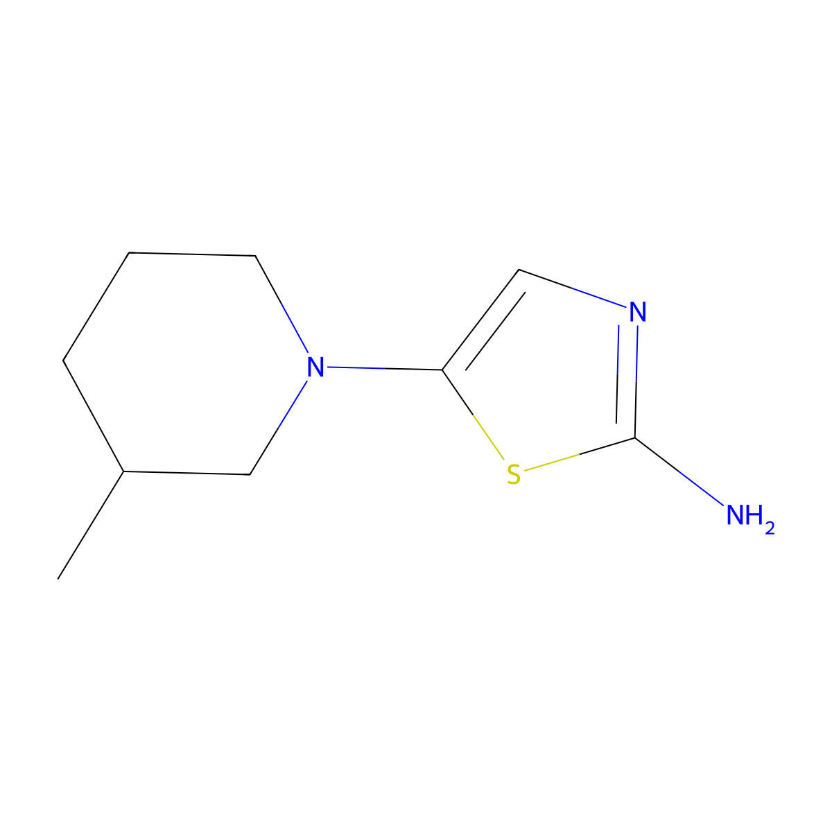 2-Amino-5-(3-methylpiperidino)thiazole molecular structure, CAS 1314357-14-6