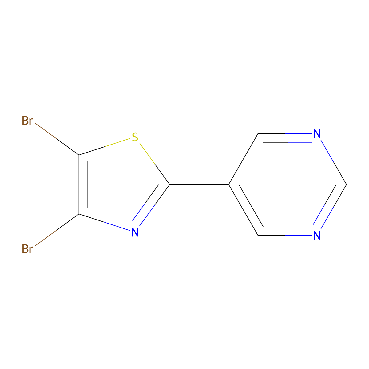 4,5-Dibromo-2-(5-pyrimidyl)thiazole molecular structure, CAS 1314357-36-2