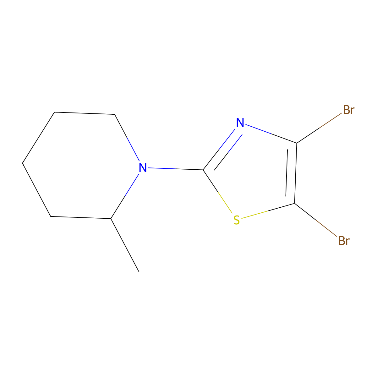 4,5-Dibromo-2-(2-methylpiperidino)thiazole molecular structure, CAS 1314357-43-1