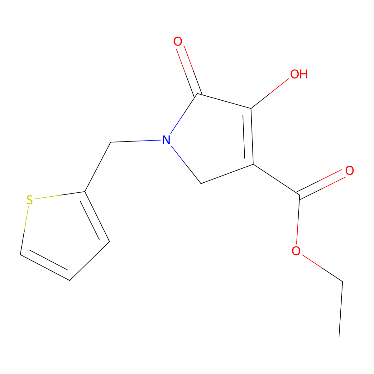 ethyl 4-hydroxy-5-oxo-1-(2-thienylmethyl)-2,5-dihydro-1H-pyrrole-3-carboxylate molecular structure, CAS 131436-78-7