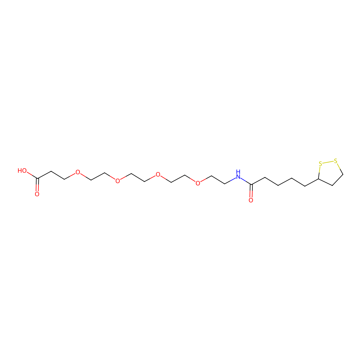 Lipoamido-PEG4-acid molecular structure, CAS 1314378-10-3