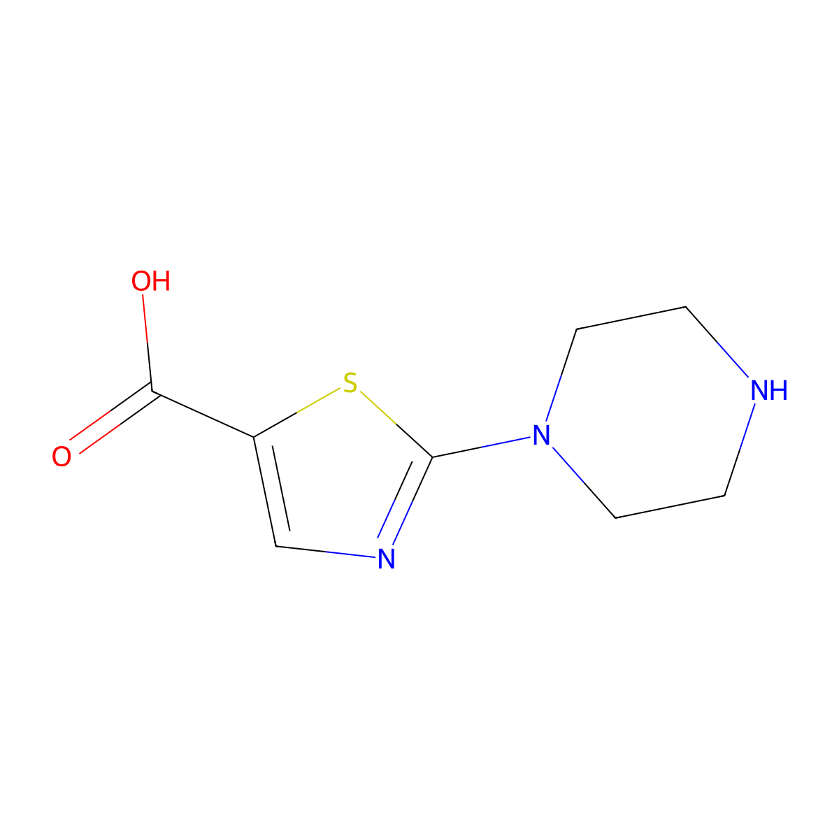 2-(Piperazin-1-yl)-1,3-thiazole-5-carboxylic acid molecular structure, CAS 1314379-74-2
