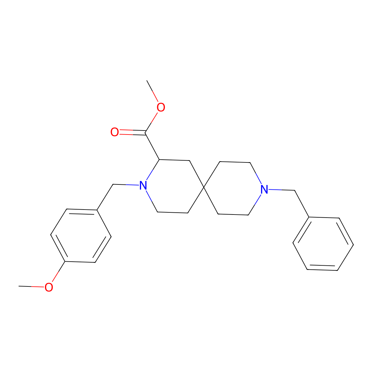 Methyl 9-benzyl-3-(4-methoxybenzyl)-3,9-diazaspiro[5.5]undecane-2-carboxylate molecular structure, CAS 1314388-32-3