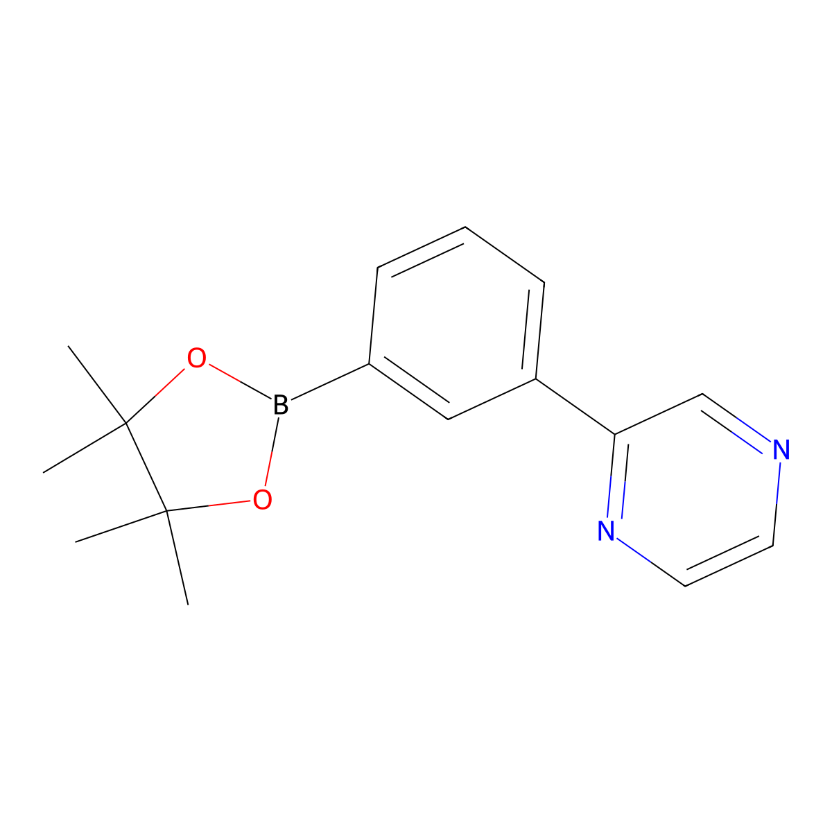 2-(3-(4,4,5,5-Tetramethyl-1,3,2-dioxaborolan-2-yl)phenyl)pyrazine molecular structure, CAS 1314389-98-4