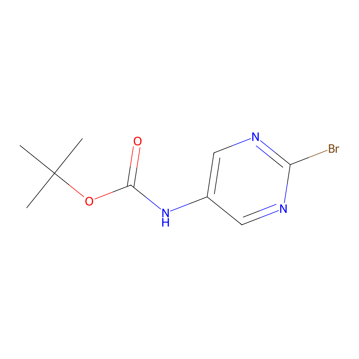 Tert-butyl (2-bromopyrimidin-5-yl)carbamate molecular structure, CAS 1314390-34-5