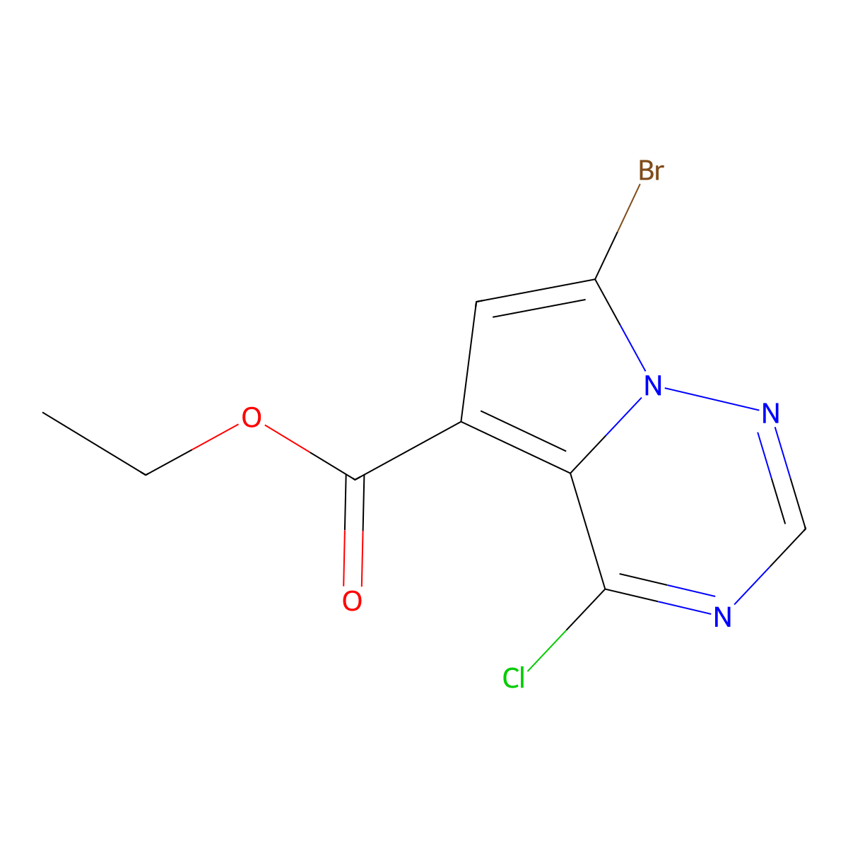 Ethyl 7-bromo-4-chloropyrrolo[2,1-f][1,2,4]triazine-5-carboxylate molecular structure, CAS 1314390-80-1