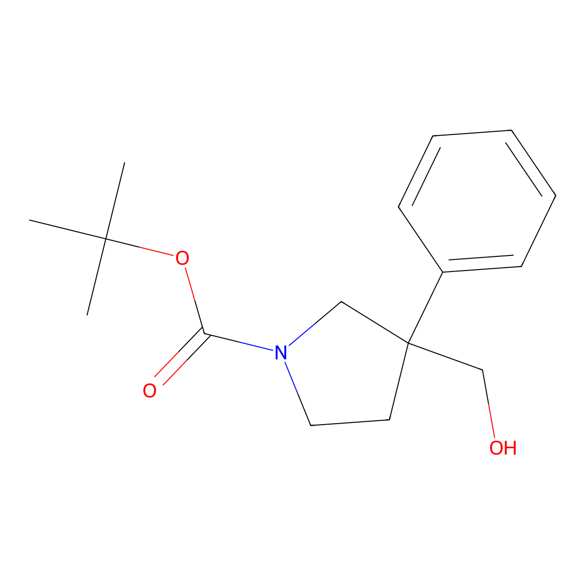 tert-Butyl 3-(Hydroxymethyl)-3-phenylpyrrolidine-1-carboxylate molecular structure, CAS 1314394-67-6