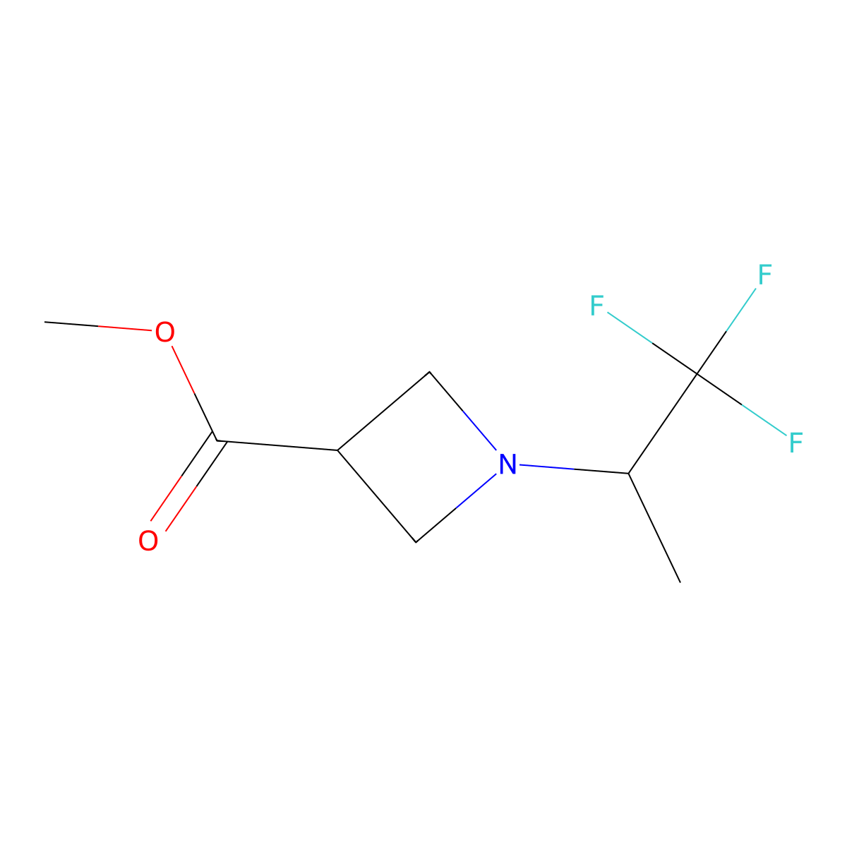3-Azetidinecarboxylic acid, 1-(2,2,2-trifluoro-1-methylethyl)-, methyl ester molecular structure, CAS 1314398-36-1