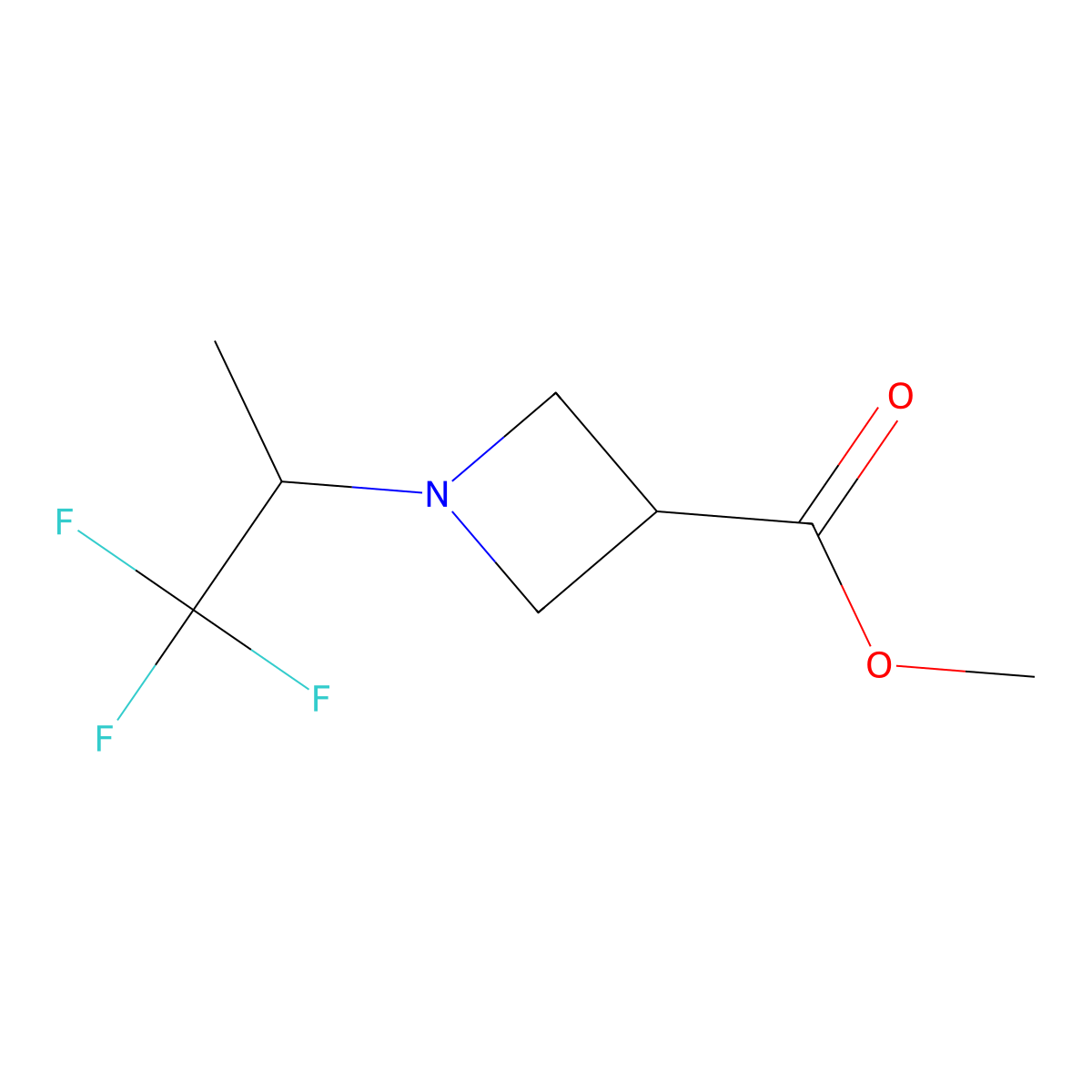 3-Azetidinecarboxylic acid, 1-(2,2,2-trifluoro-1-methylethyl)-, methyl ester molecular structure, CAS 1314398-36-1
