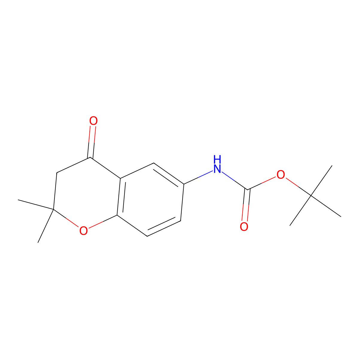 tert-butyl N-(2,2-dimethyl-4-oxo-3,4-dihydro-2H-1-benzopyran-6-yl)carbamate molecular structure, CAS 1314406-17-1