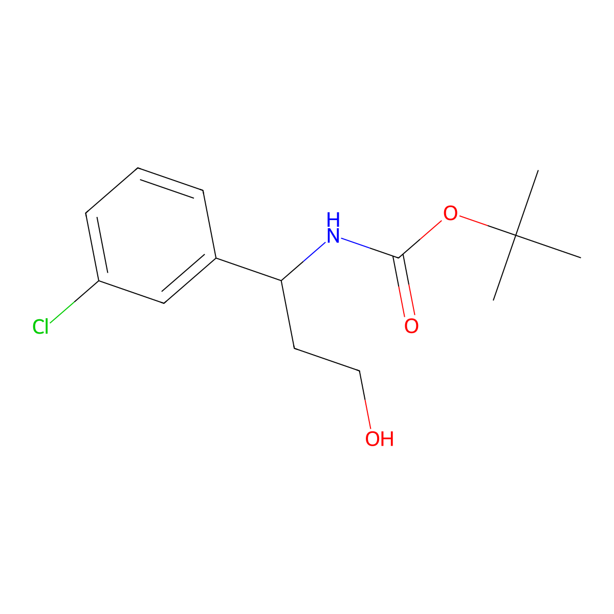 Tert-butyl (1-(3-chlorophenyl)-3-hydroxypropyl)carbamate molecular structure, CAS 1314406-54-6