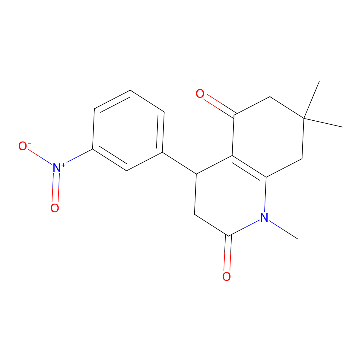 1,7,7-Trimethyl-4-(3-nitrophenyl)-3,4,6,8-tetrahydroquinoline-2,5-dione molecular structure, CAS 131447-62-6