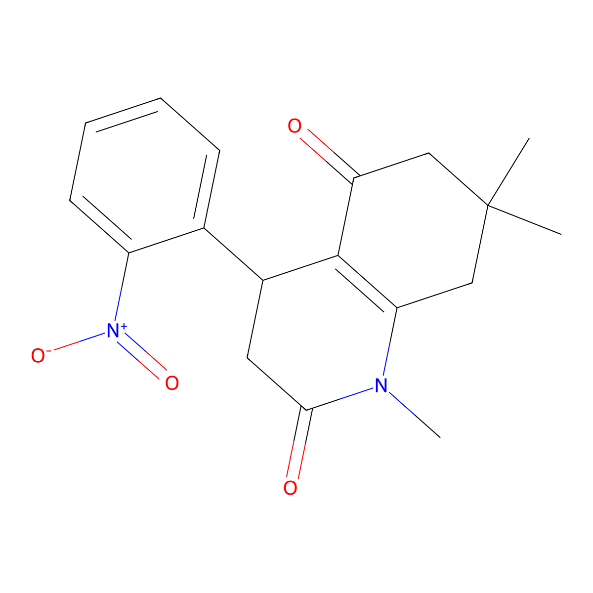 1,7,7-Trimethyl-4-(2-nitrophenyl)-3,4,6,8-tetrahydroquinoline-2,5-dione molecular structure, CAS 131447-63-7