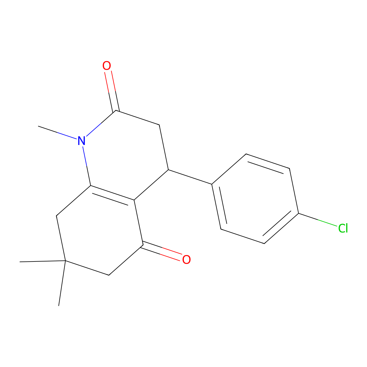 4-(4-chlorophenyl)-1,7,7-trimethyl-4,6,7,8-tetrahydro-2,5(1H,3H)-quinolinedione molecular structure, CAS 131447-64-8