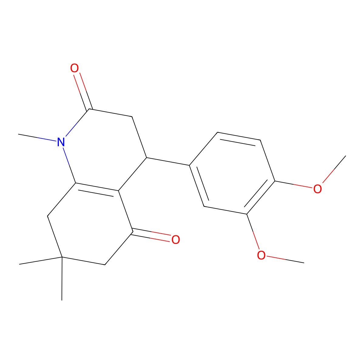 4-(3,4-Dimethoxyphenyl)-1,7,7-trimethyl-3,4,6,8-tetrahydroquinoline-2,5-dione molecular structure, CAS 131447-68-2
