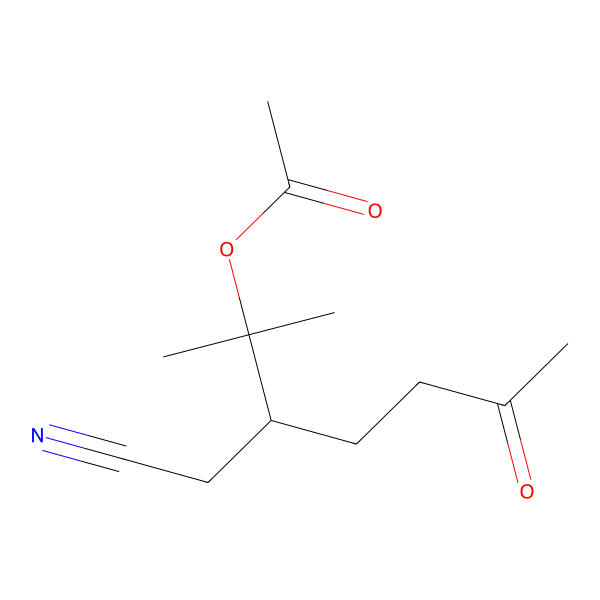 2-(Cyanomethyl)-1,1-dimethyl-5-oxohexyl acetate molecular structure, CAS 131447-89-7