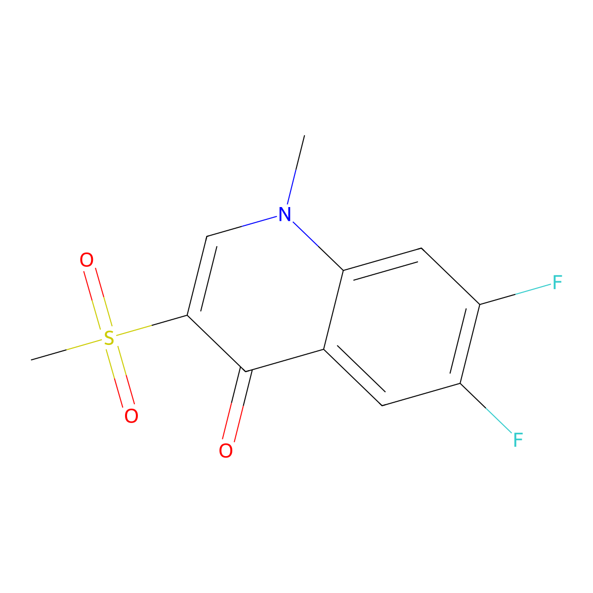 6,7-difluoro-1-methyl-3-(methylsulfonyl)quinolin-4(1H)-one molecular structure, CAS 1314475-60-9