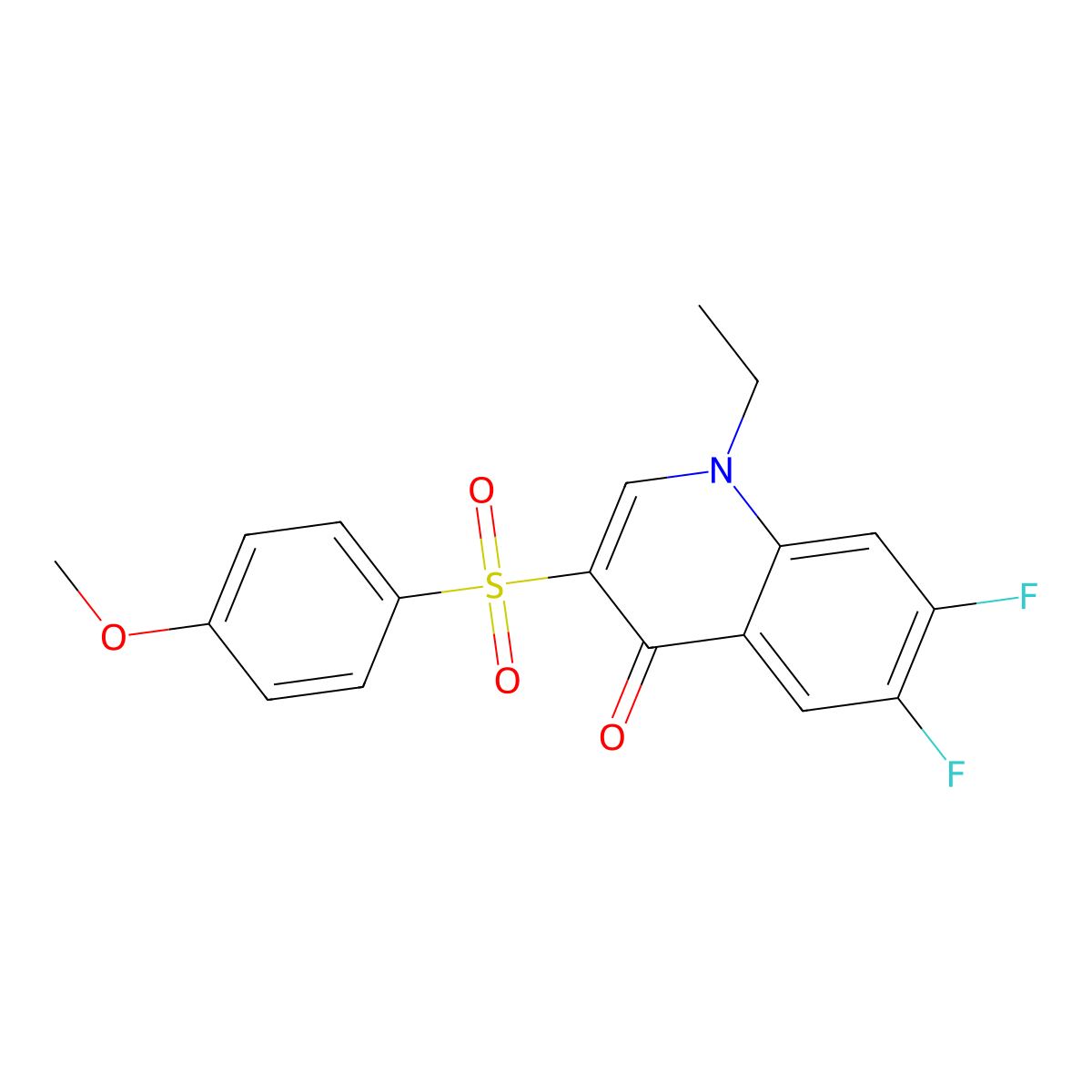 1-Ethyl-6,7-difluoro-3-(4-methoxybenzenesulfonyl)-1,4-dihydroquinolin-4-one molecular structure, CAS 1314475-72-3