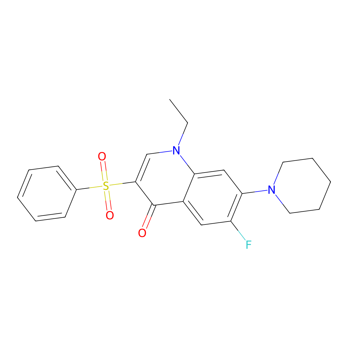 3-(Benzenesulfonyl)-1-ethyl-6-fluoro-7-(piperidin-1-yl)-1,4-dihydroquinolin-4-one molecular structure, CAS 1314475-91-6