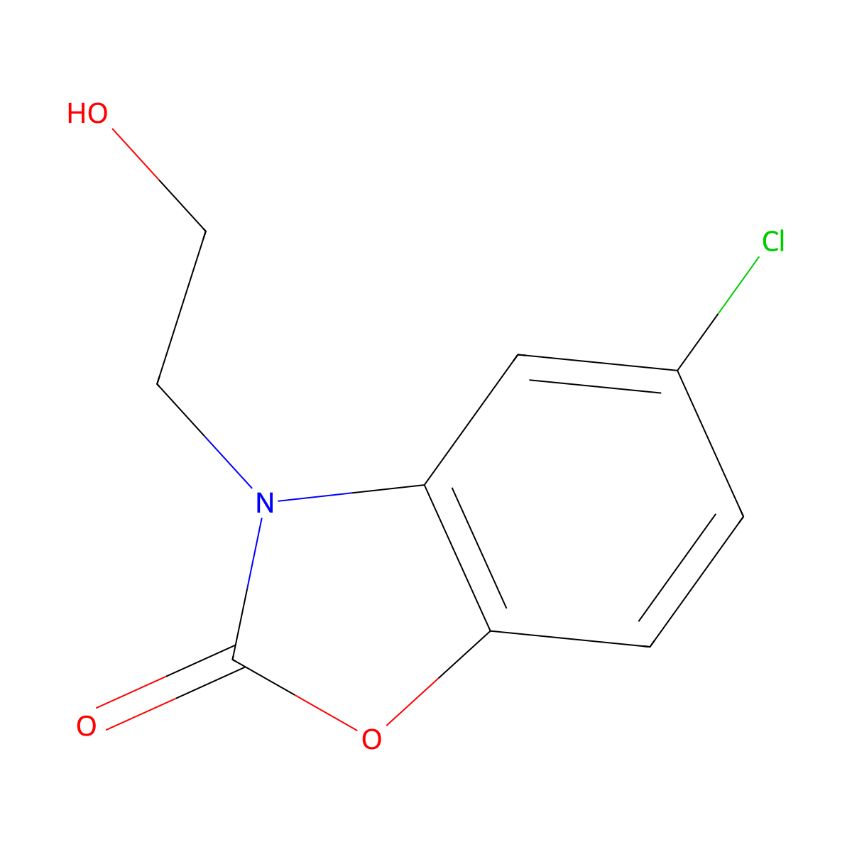 5-chloro-3-(2-hydroxyethyl)-1,3-benzoxazol-2(3H)-one molecular structure, CAS 131448-30-1