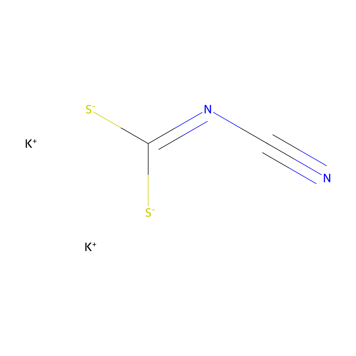 Carbamodithioic acid, N-cyano-, potassium salt (1:2) molecular structure, CAS 13145-41-0