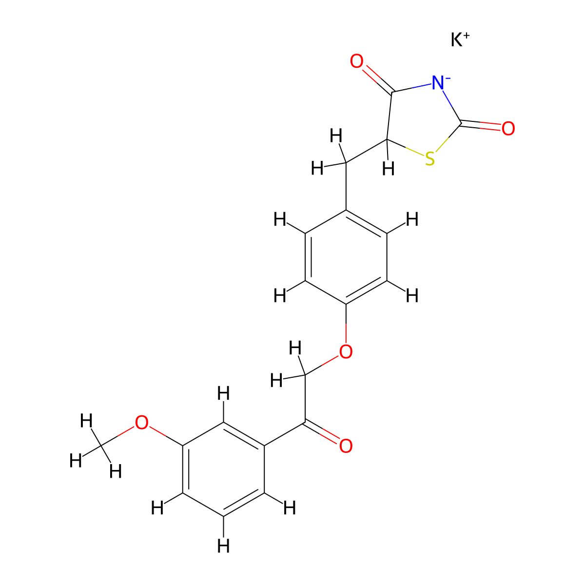 Azemiglitazone potassium molecular structure, CAS 1314533-27-1