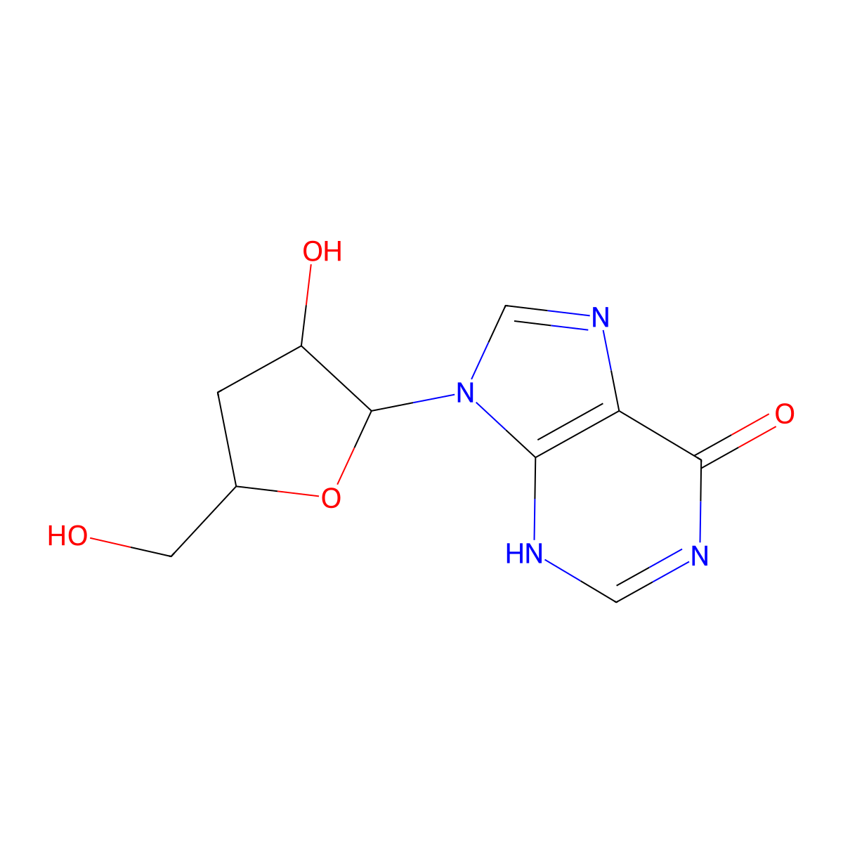 9-[(2R,3R,5S)-3-hydroxy-5-(hydroxymethyl)oxolan-2-yl]-3H-purin-6-one molecular structure, CAS 13146-72-0