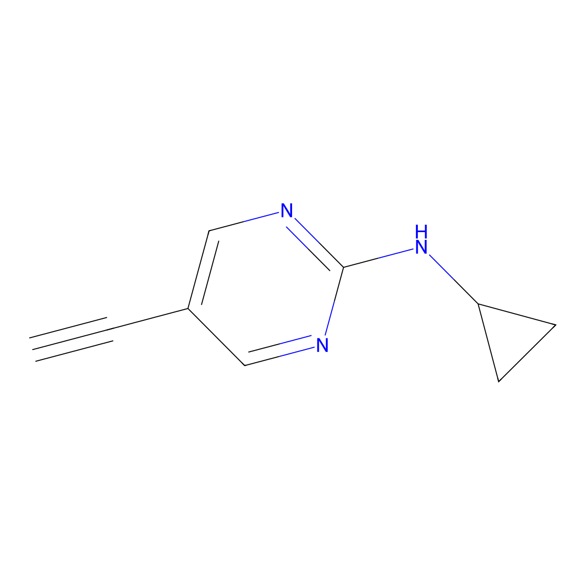 N-cyclopropyl-5-ethynylpyrimidin-2-amine molecular structure, CAS 1314640-57-7