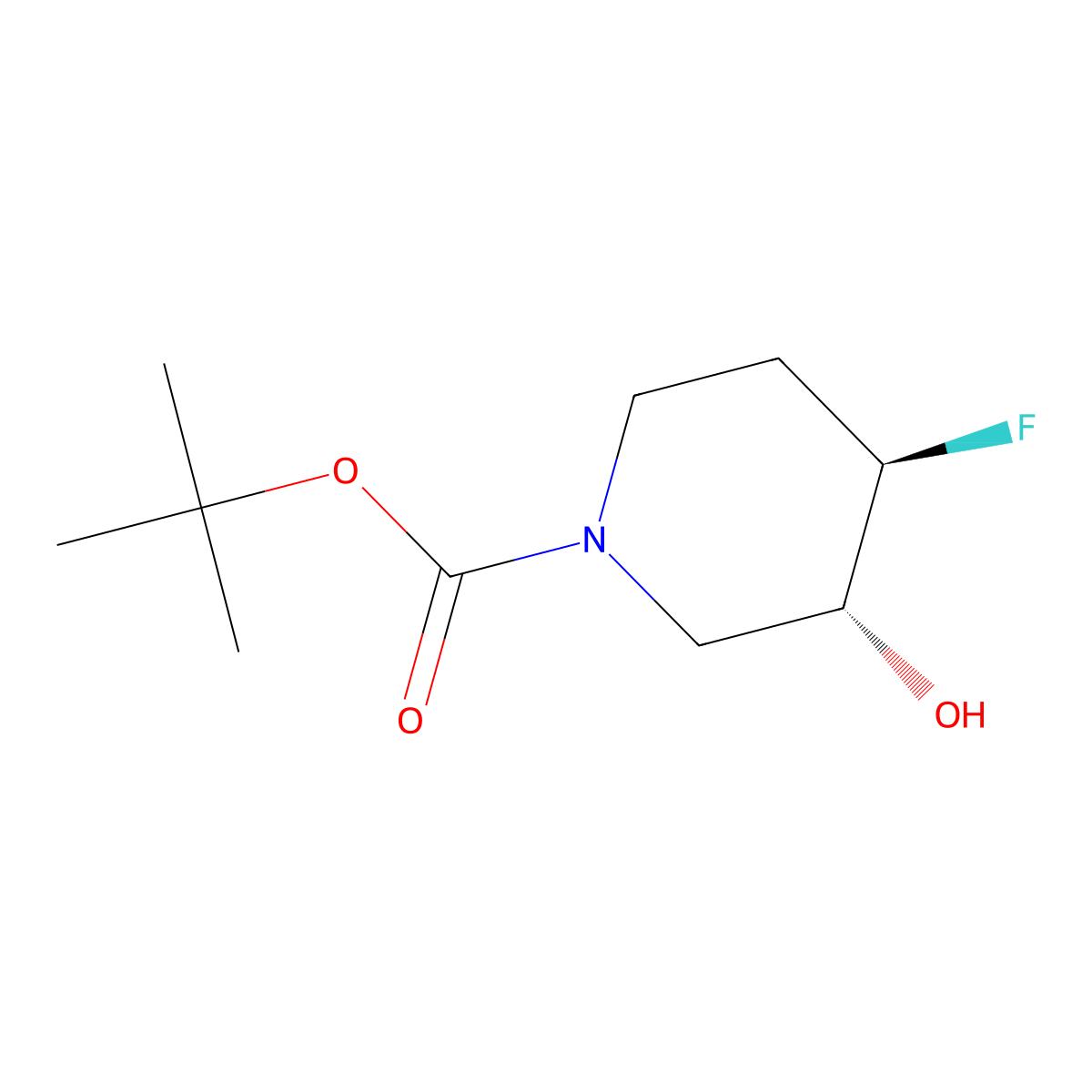 (3R,4R)-1-Boc-4-fluoro-3-piperidinol molecular structure, CAS 1314641-02-5
