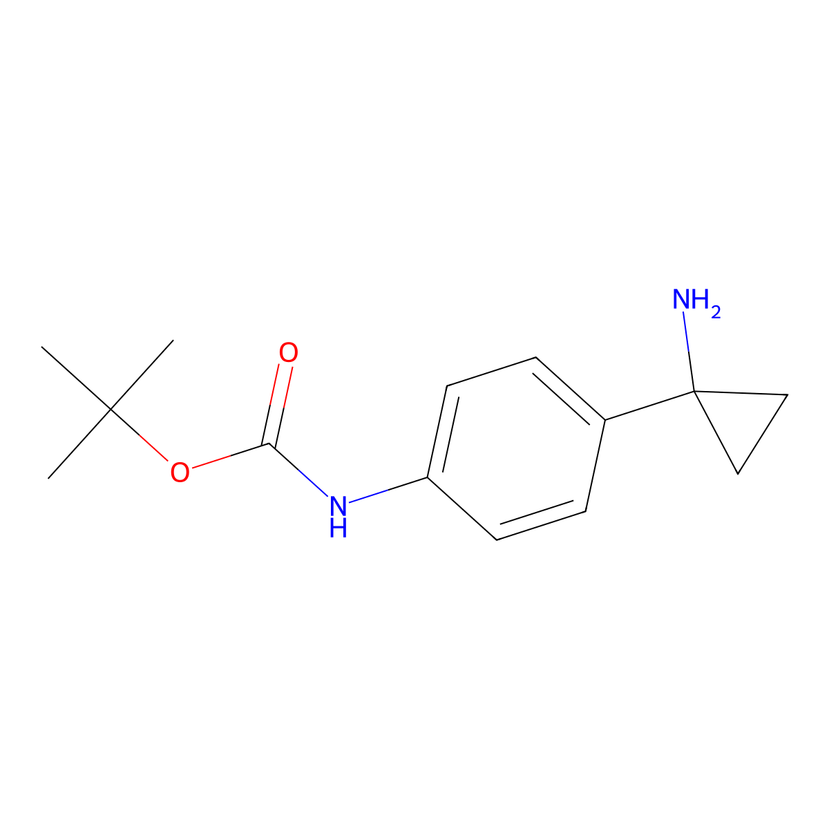 tert-butyl N-[4-(1-aminocyclopropyl)phenyl]carbamate molecular structure, CAS 1314645-12-9