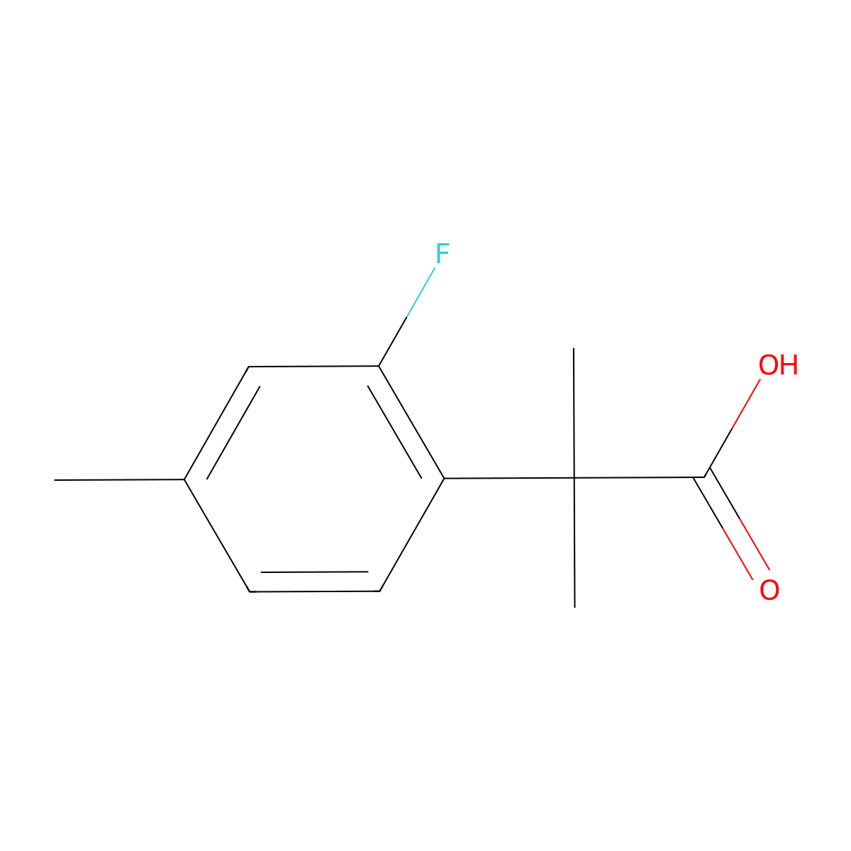 2-(2-Fluoro-4-methylphenyl)-2-methylpropanoic acid molecular structure, CAS 1314646-14-4