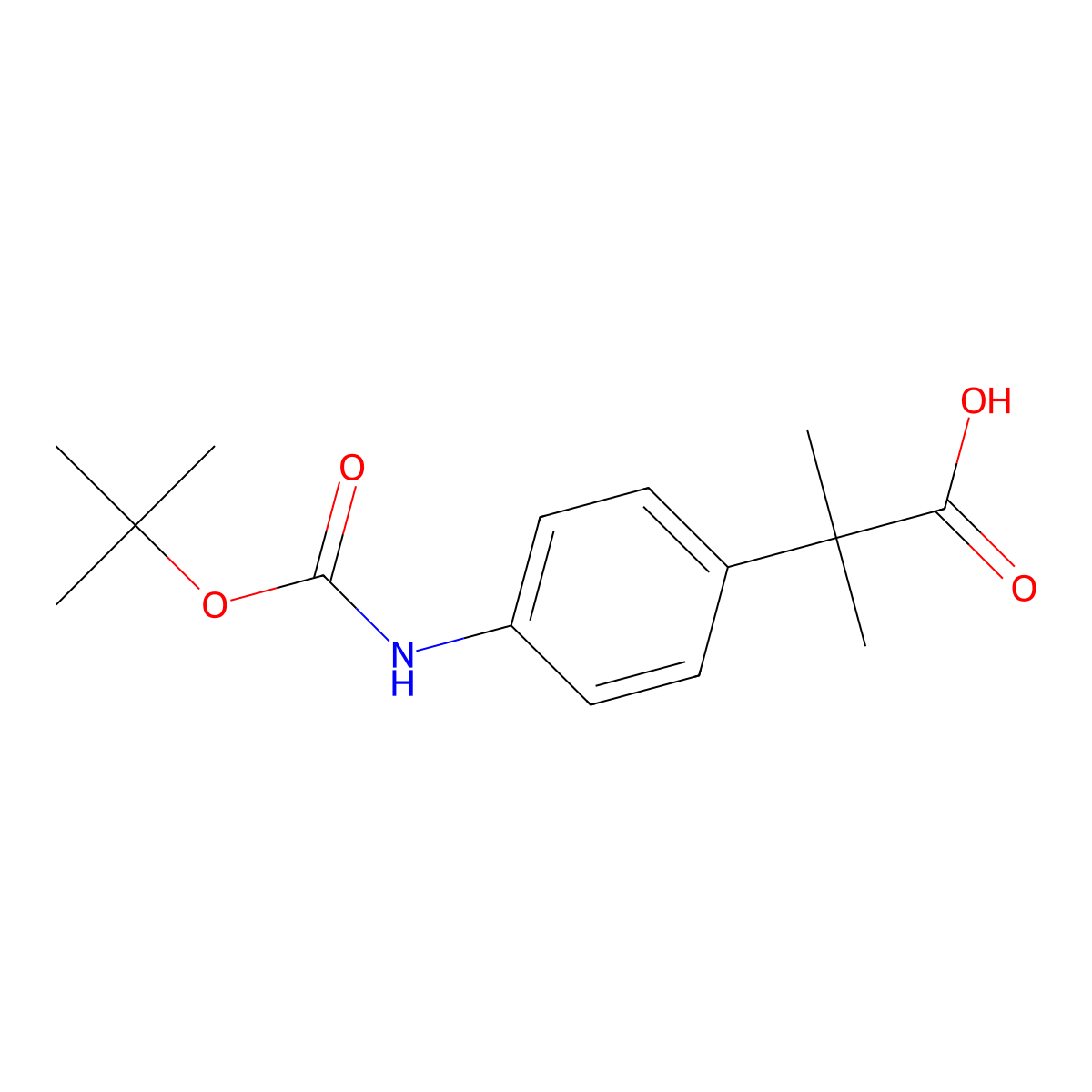 2-(4-{[(Tert-butoxy)carbonyl]amino}phenyl)-2-methylpropanoic acid molecular structure, CAS 1314648-11-7