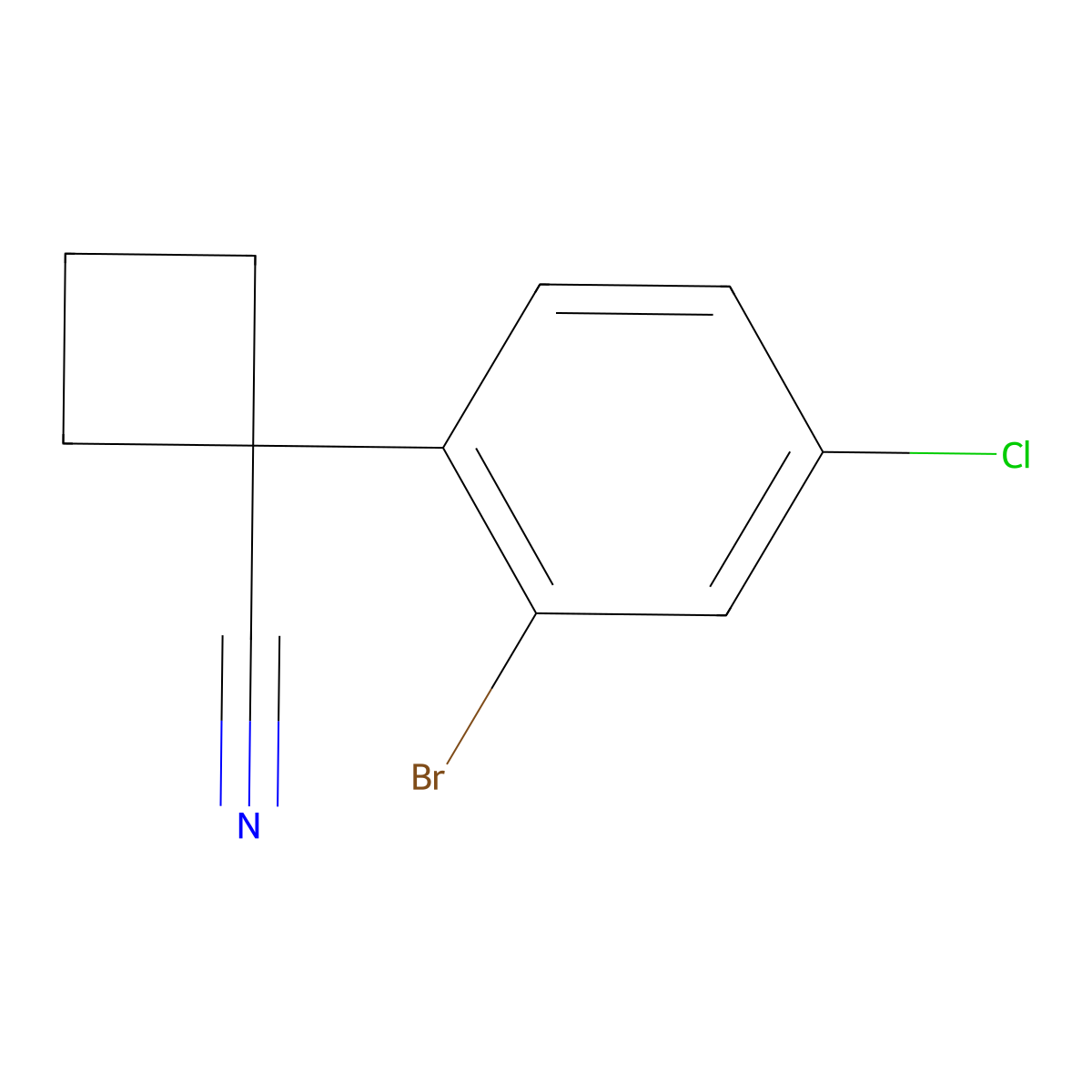 1-(2-Bromo-4-chlorophenyl)cyclobutane-1-carbonitrile molecular structure, CAS 1314648-59-3