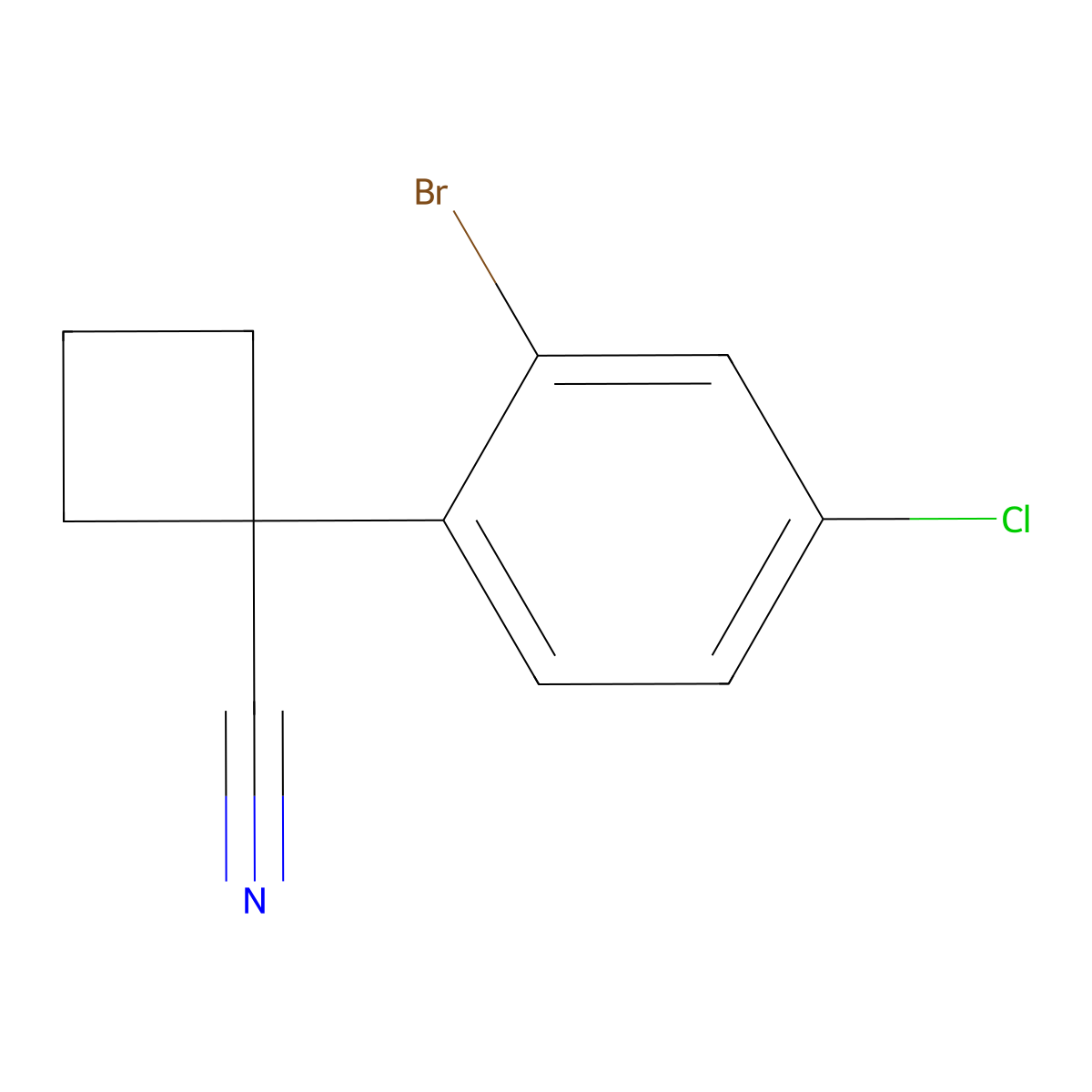 1-(2-Bromo-4-chlorophenyl)cyclobutane-1-carbonitrile molecular structure, CAS 1314648-59-3