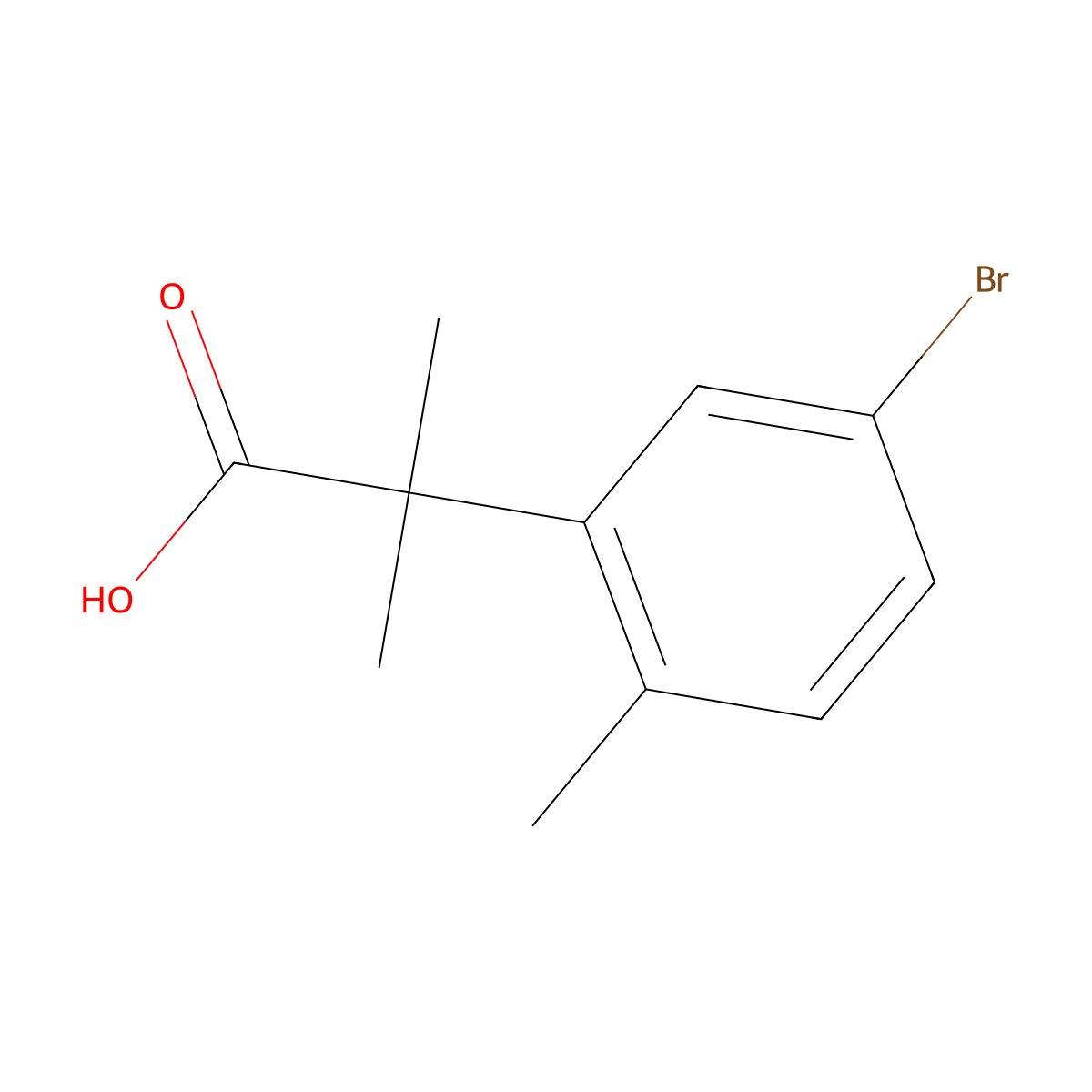 2-(5-Bromo-2-methylphenyl)-2-methylpropanoic acid molecular structure, CAS 1314650-48-0