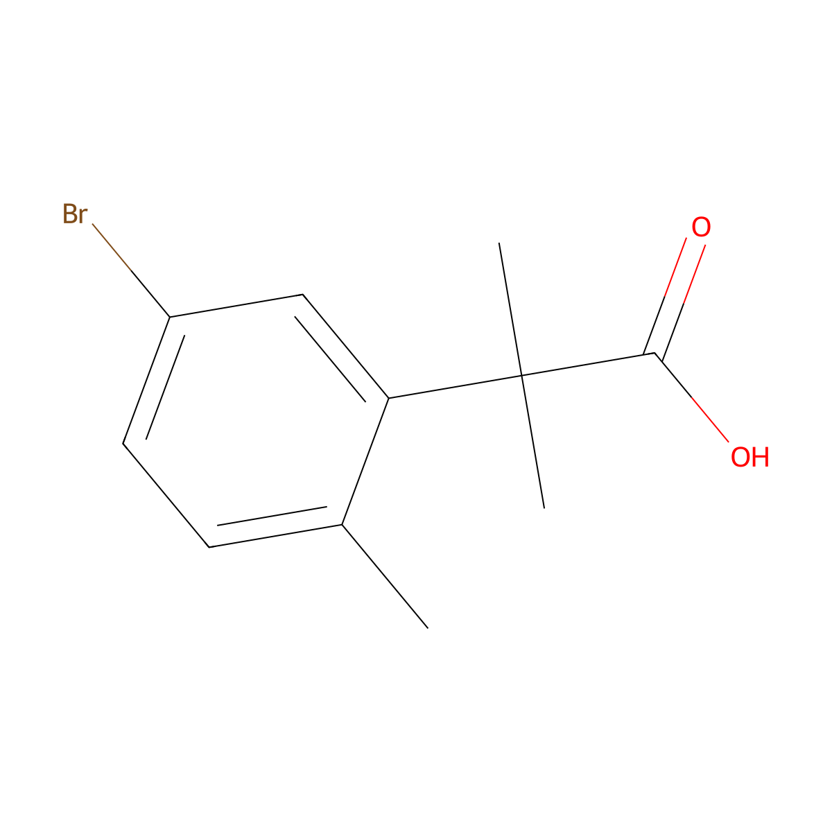 2-(5-Bromo-2-methylphenyl)-2-methylpropanoic acid molecular structure, CAS 1314650-48-0