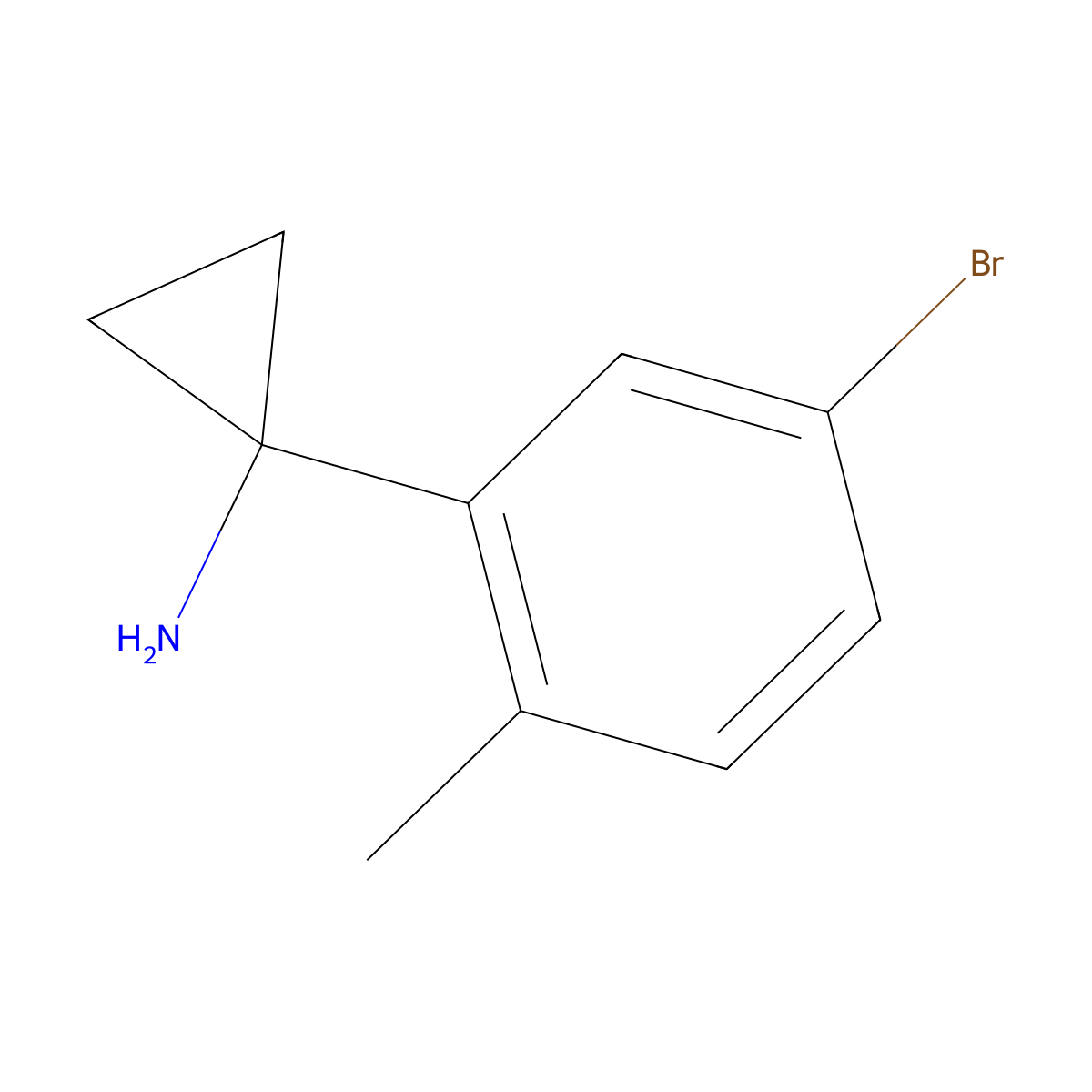 1-(5-Bromo-2-methylphenyl)cyclopropan-1-amine molecular structure, CAS 1314650-97-9