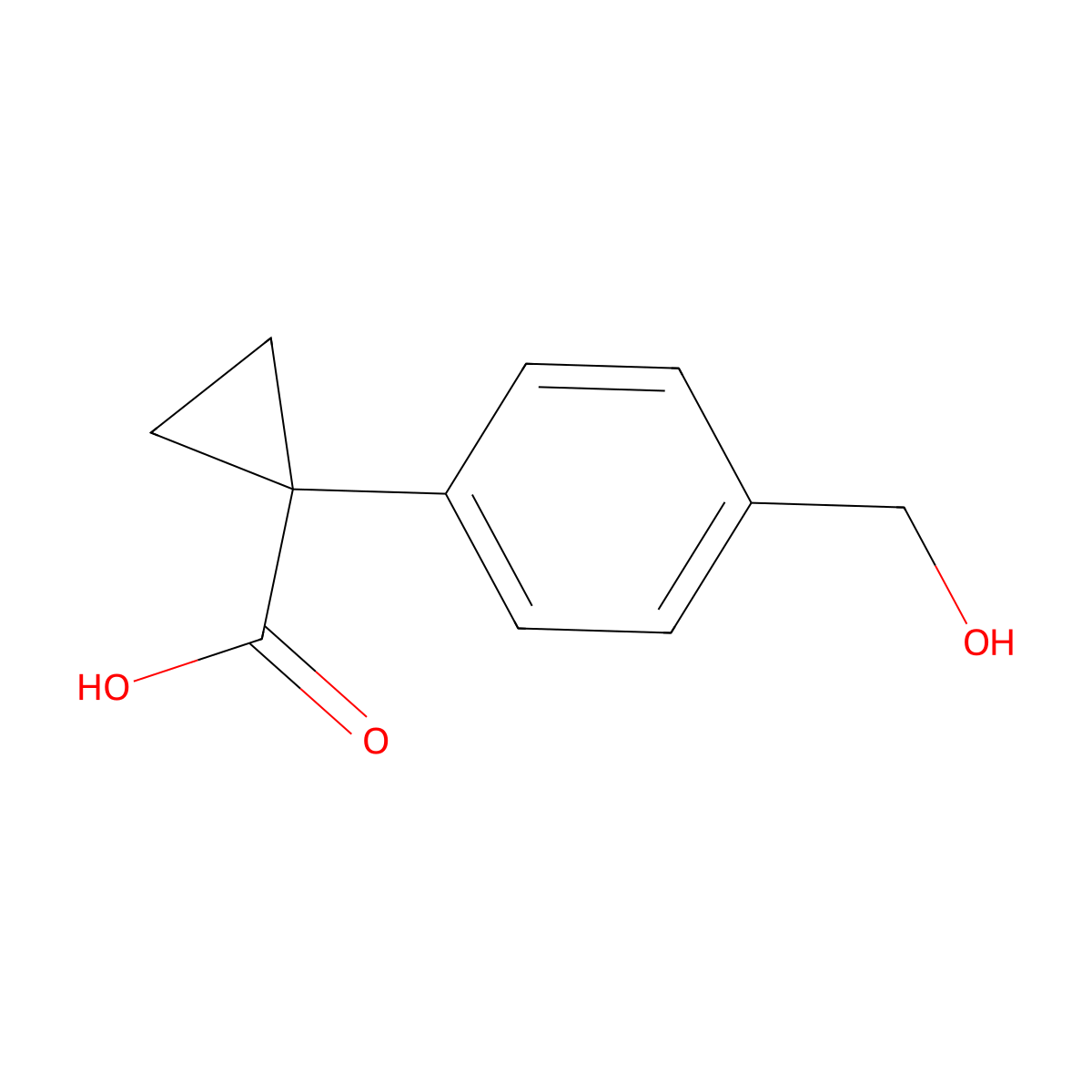 1-[4-(Hydroxymethyl)phenyl]cyclopropane-1-carboxylic acid molecular structure, CAS 1314654-75-5