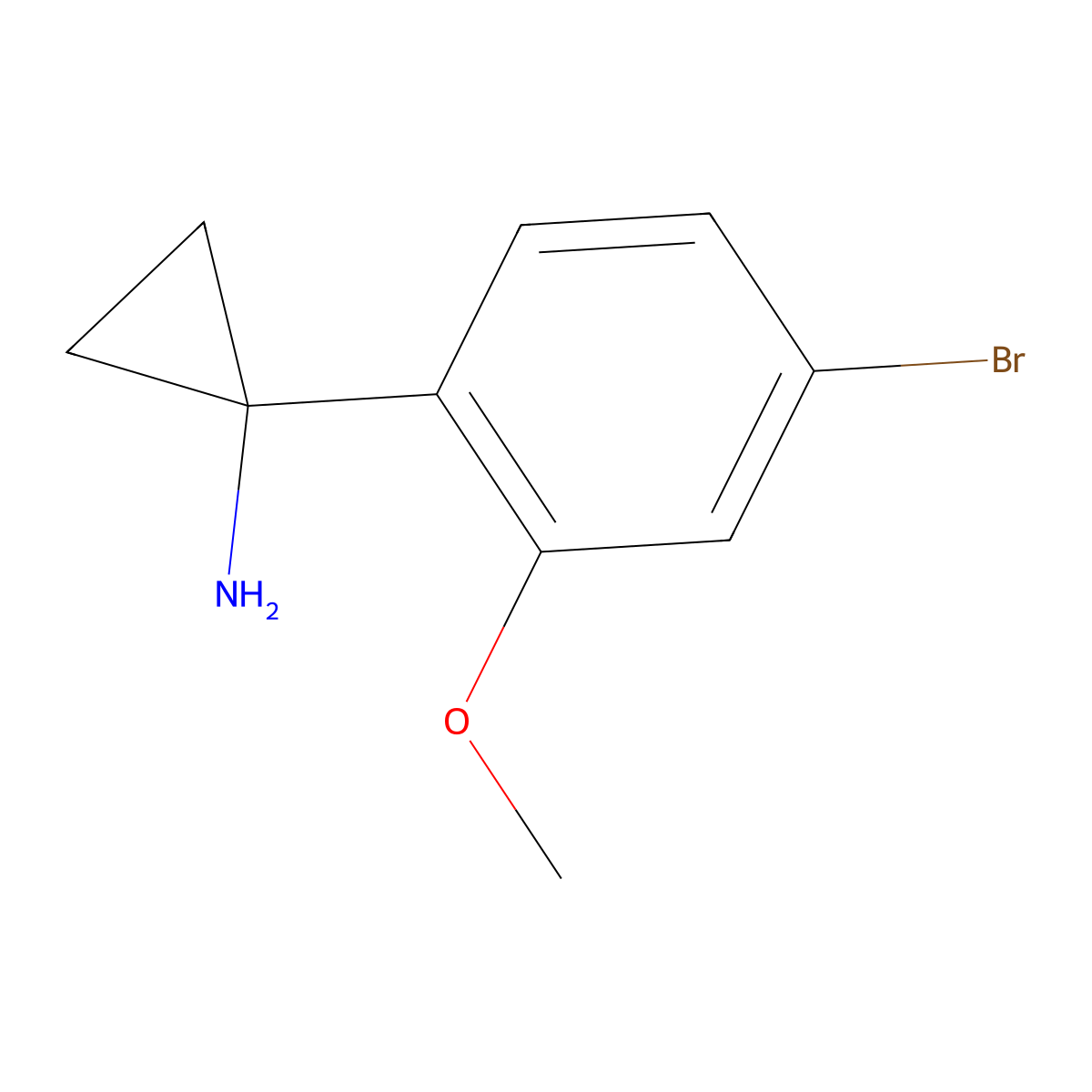 1-(4-Bromo-2-methoxyphenyl)cyclopropan-1-amine molecular structure, CAS 1314655-45-2
