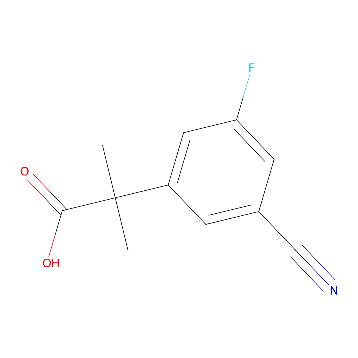 2-(3-Cyano-5-fluorophenyl)-2-methylpropanoic acid molecular structure, CAS 1314656-42-2
