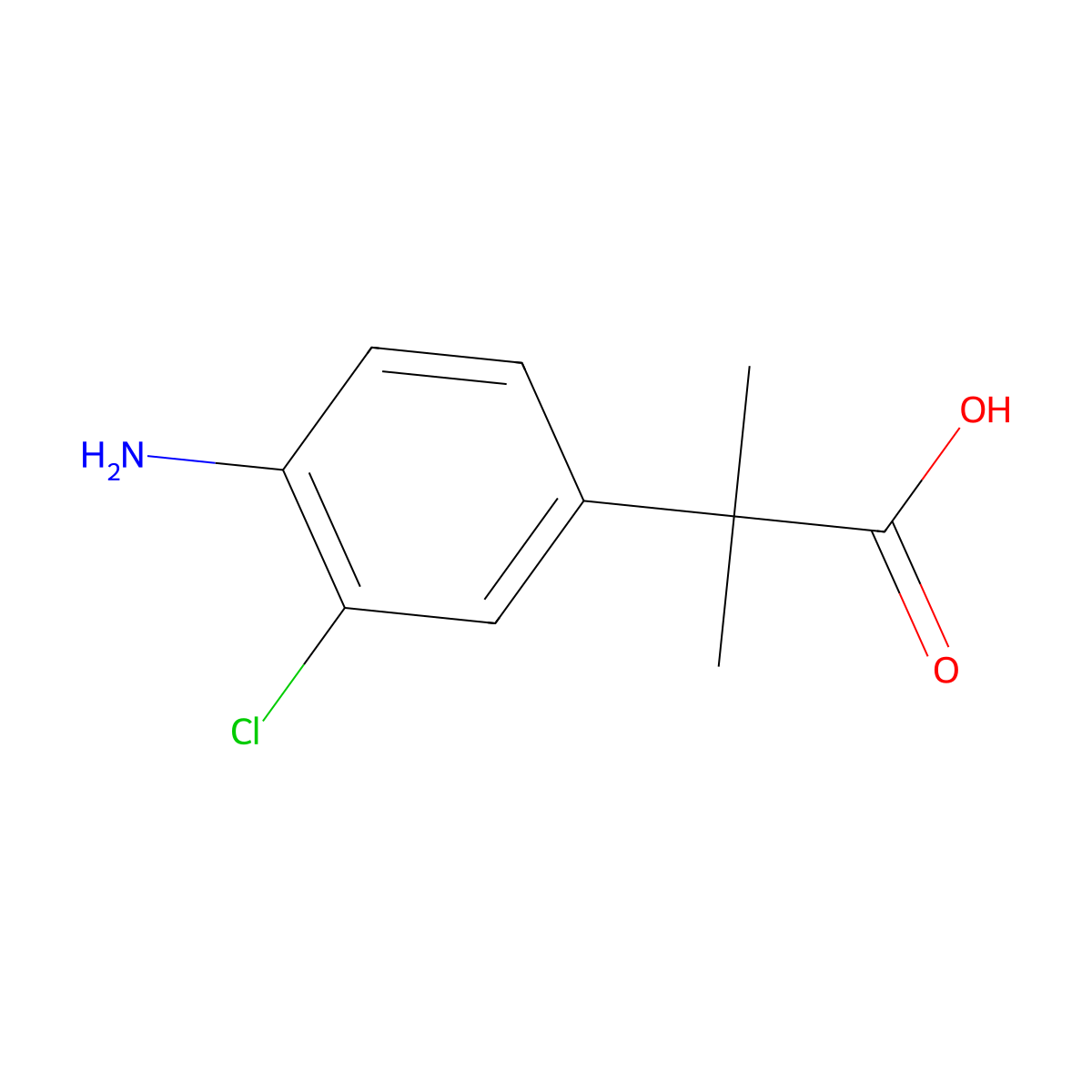 2-(4-Amino-3-chlorophenyl)-2-methylpropanoic acid molecular structure, CAS 1314656-49-9