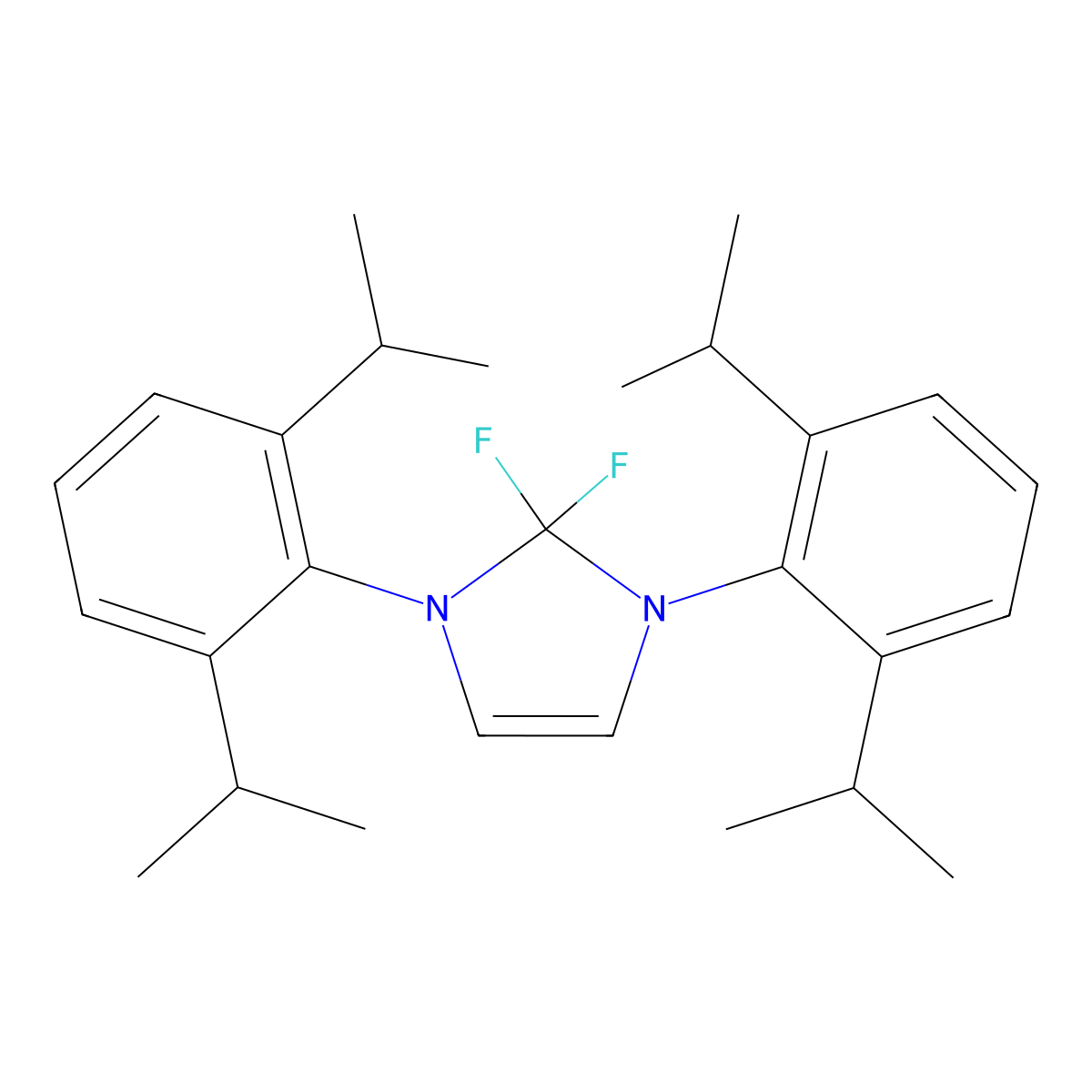 1,3-Bis(2,6-diisopropylphenyl)-2,2-difluoro-2,3-dihydro-1H-imidazole molecular structure, CAS 1314657-40-3