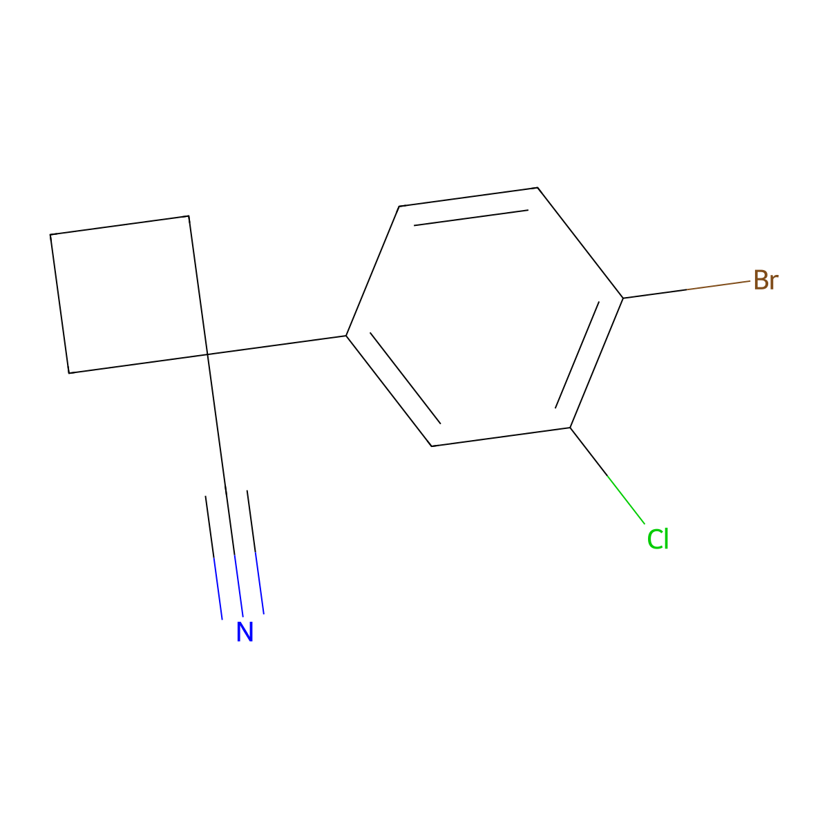 1-(4-Bromo-3-chlorophenyl)cyclobutane-1-carbonitrile molecular structure, CAS 1314658-00-8